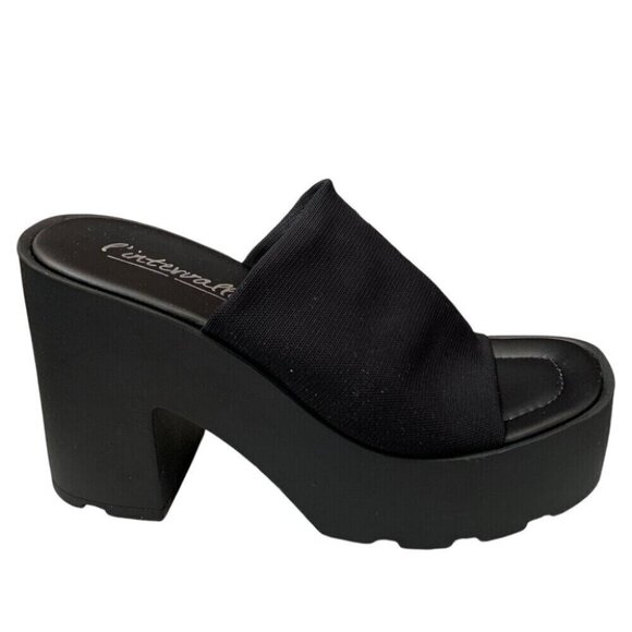 l'intervalle Jourdan Black Lycra Heels Sandals Womens 38/7.5-8 Black Y2K Italy - Picture 1 of 10